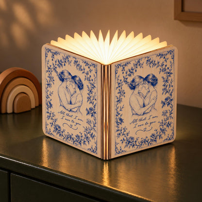 Custom Photo Toile de Jouy Book Lamp, Personalized Quote Folding Magnetic Table Light, Book Lover Gift, Bedroom Night Light 6f818fc0-7ed9-4939-bc87-c3d7bf5b5308-2.jpg
