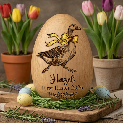 Custom Engraved Easter Egg with Name & Date - Wooden Easter Eggs