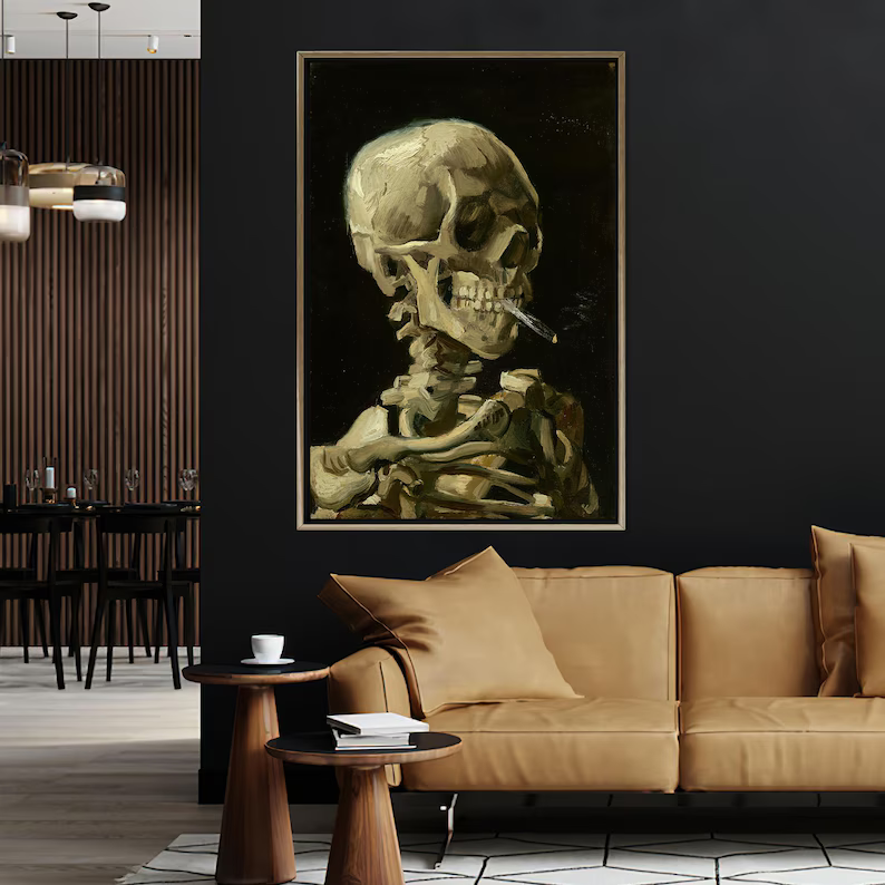 Smoking Canvas Gift, Van Gogh Wall Hanging, Large Canvas, Famous Canvas Print, Skeleton Smoking Canvas, Halloween Gift 7003746e-c484-4500-8e3a-d6c8cd8414d2-y1.png