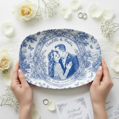 Custom Porcelain Portrait - Personalized Couple Toile Plate