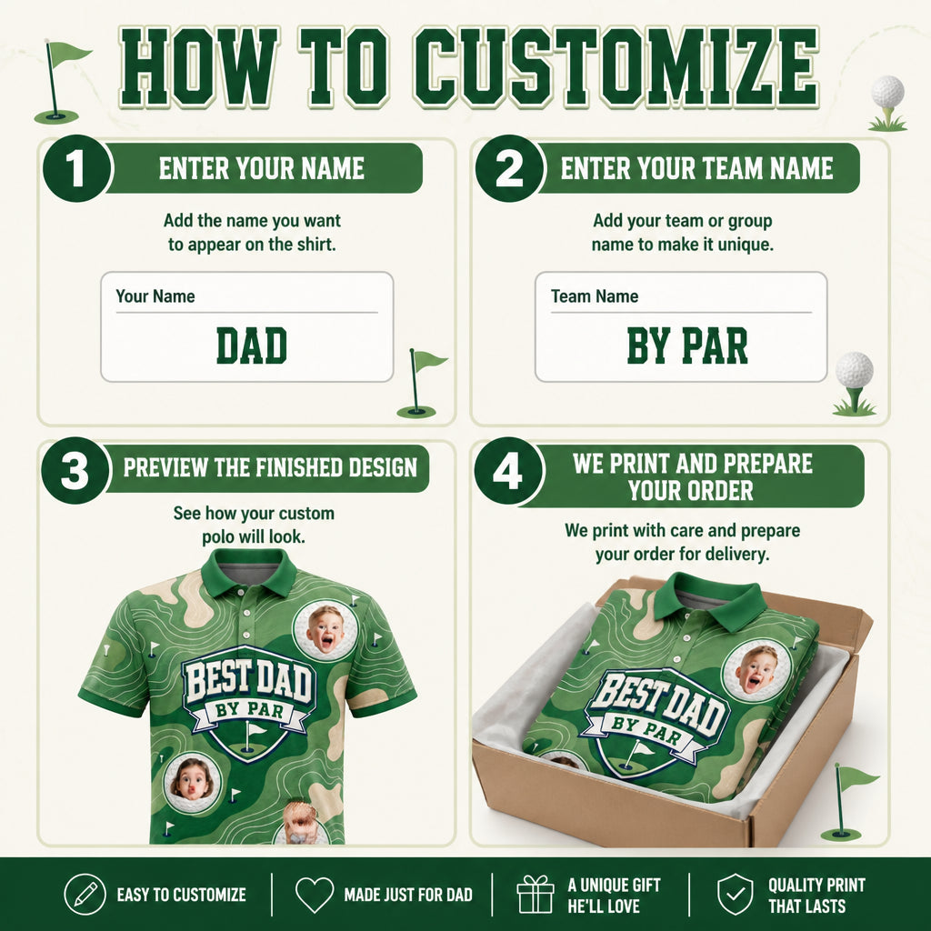 Best Dad by Par Golf Polo — Custom Kids Photo - How to customize