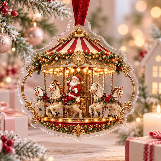Vintage Santa Carousel Ornament, 3D Merry Go Round Christmas Bauble, Classic Santa Claus Tree Decor, Nostalgic Holiday Keepsake, Festive Christmas Gift 70e21bfb-b206-405b-ad5b-f6b72cee430f-fii.png
