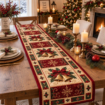 Christmas Quilt-Style Table Runner, Bells, Holly, Snowflake Holiday Decor 70f5a0a2-9092-4ff6-b93f-c1662c044fe6-5.jpg