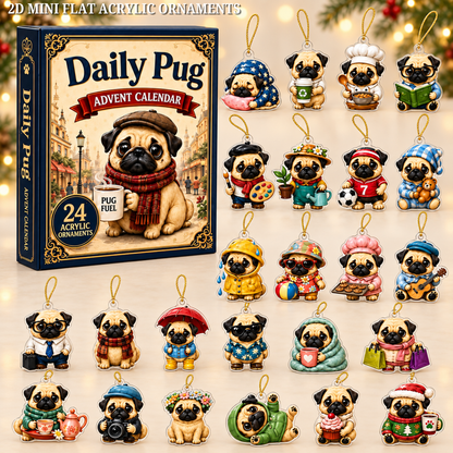 Daily Pug Advent Calendar 2026 - 24-Day Festive Countdown, Acrylic Charms Blind Box - Gift For Dog Lovers 710c8915-dac1-486f-90c3-98a84498cb52-pug-text.png