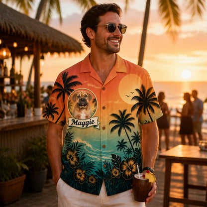 Tropical Sunset Pet Photo Hawaiian Shirt - Lifestyle 2