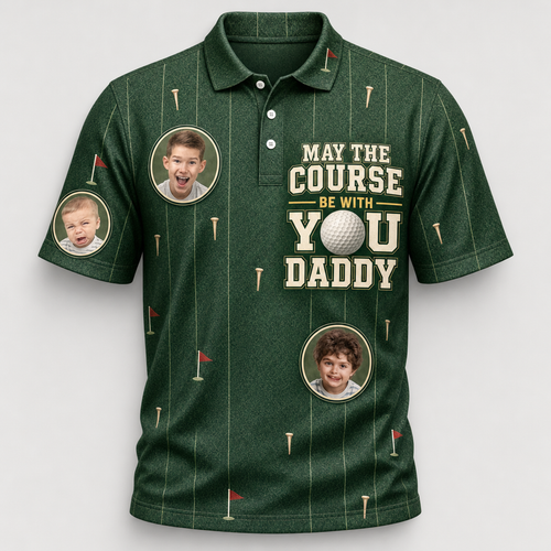 Golf Dad Photo Polo – May The Course Be With You - Hero