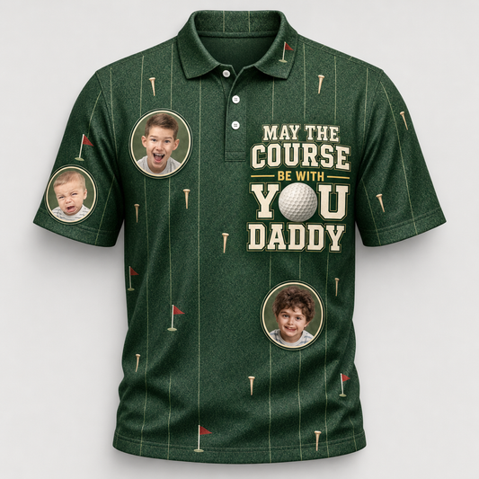 Golf Dad Photo Polo – May The Course Be With You - Hero