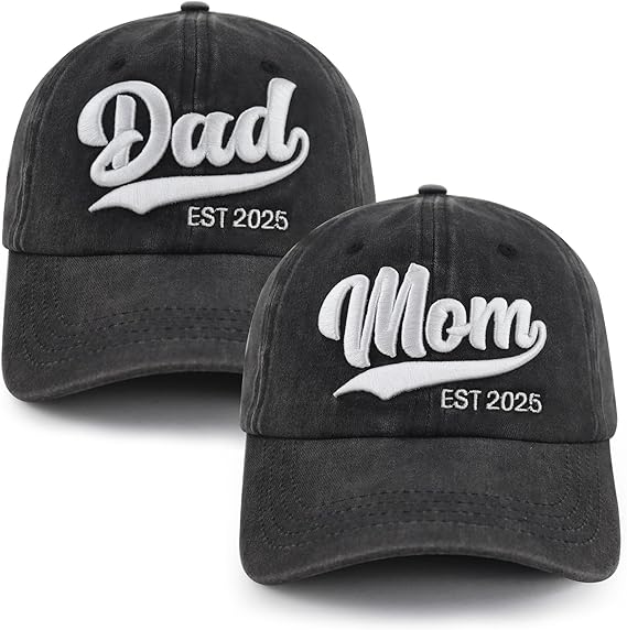 Mom and Dad EST 2025 Hat, Embroidered Adjustable Cotton New Parents Gifts Baseball Cap 718_qP4TqLL._AC_SX569.jpg
