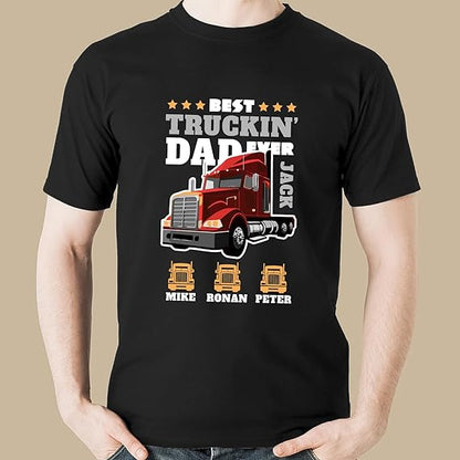 Personalized Best Truckin Dad Ever Shirt Customized Dad's Name and Kid's Name Truckers Truck Driver Shirts for Truck Drivers Dad Grandpa, Father's Day Gift 719Ikh53f9L._AC_SX569.jpg