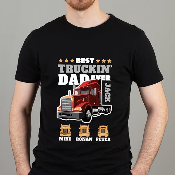 Personalized Best Truckin Dad Ever Shirt Customized Dad's Name and Kid's Name Truckers Truck Driver Shirts for Truck Drivers Dad Grandpa, Father's Day Gift 719k1UsVC2L._AC_SX569.jpg