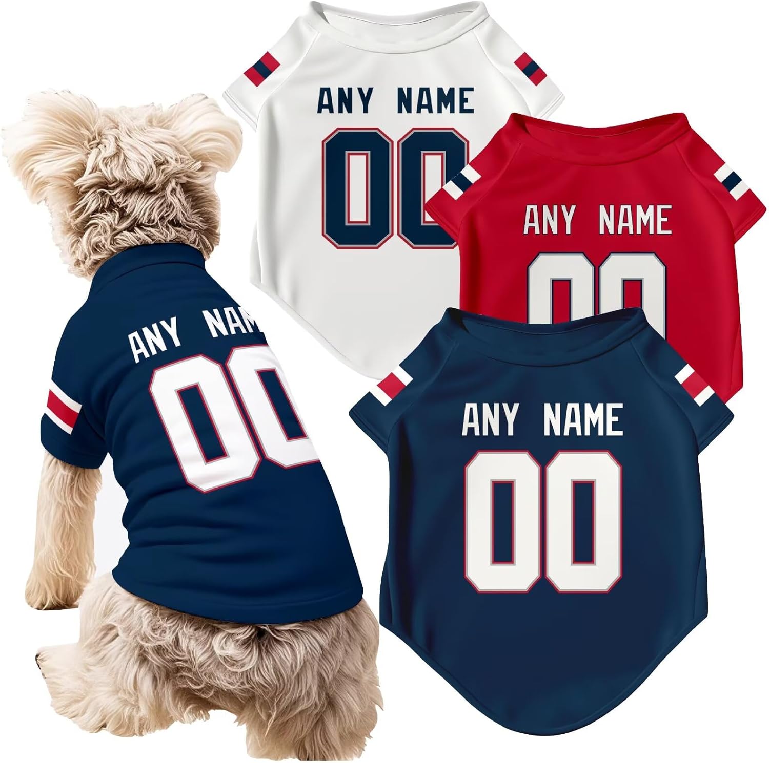 New England Dog T-Shirt Jersey Style Pet Clothes Custom Name and Number Gifts 71KA2aNbYkL._AC_SL1500.jpg