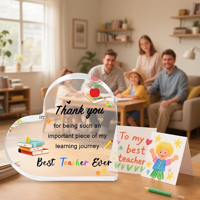Teacher Appreciation Gifts 2025 - Heart Shaped Acrylic Plaque, End of Year Thank You Gift from Students, Graduation Teacher Gifts Ideas, Thankful Quotes Keepsake, Paperweight, Retirement 71QYzNnGg5L._AC_SX679.jpg