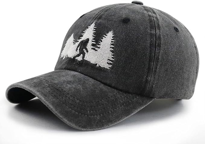 Bigfoot Hats for Men Women, Funny Adjustable Cotton Embroidered Sasquatch Baseball Cap