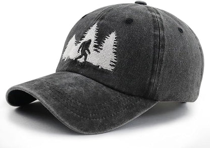Bigfoot Hats for Men Women, Funny Adjustable Cotton Embroidered Sasquatch Baseball Cap