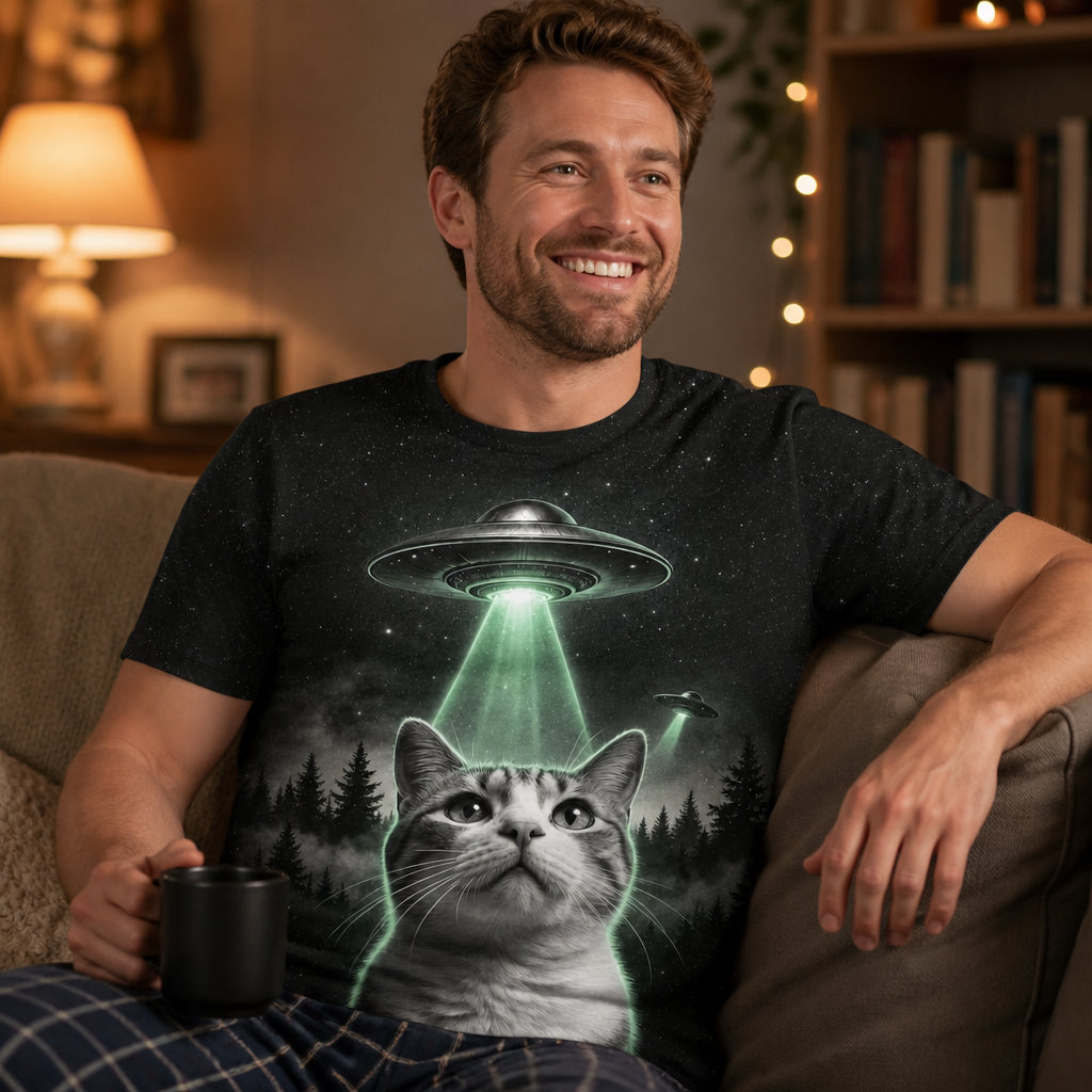 Retro UFO Pet Portrait Tee - Lifestyle 2