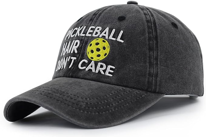 Pickleball Hair Don't Care Hats for Men Women, Funny Adjustable Embroidered Wash Cotton Gifts Baseball Caps 71hdnmz7cbL._AC_SX679.jpg?v=1742187660