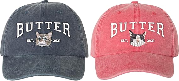 Custom Embroidered Dog Mom Hat, Personalized Dad Cap Embroidery, Dog Portrait, Unisex-Adults, Men's Adult, Cotton, S, Embroidered Hat, Letter Print