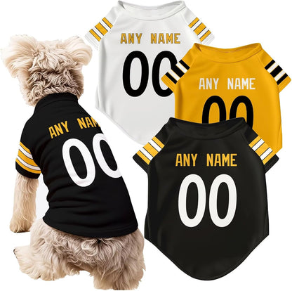 Pittsburgh Dog T-Shirt Jersey Style Pet Clothes Custom Name and Number Gifts 71nX9DqmTKL._AC_SL1500.jpg