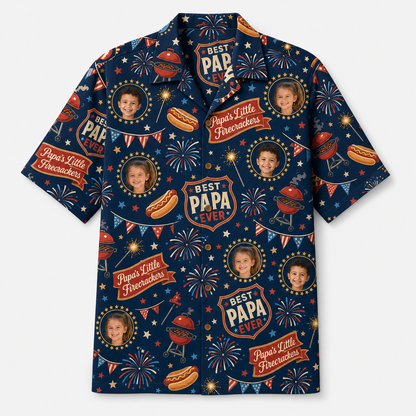 Best Papa Ever Fireworks Face Hawaiian Shirt - Hero