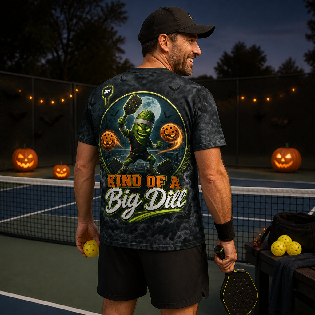 Halloween Pickleball Big Dill AOP Tee — Custom Name - Personalized T-Shirt - All over printed 721787b5-7941-4679-b4a7-17a20e1cf6be.jpg