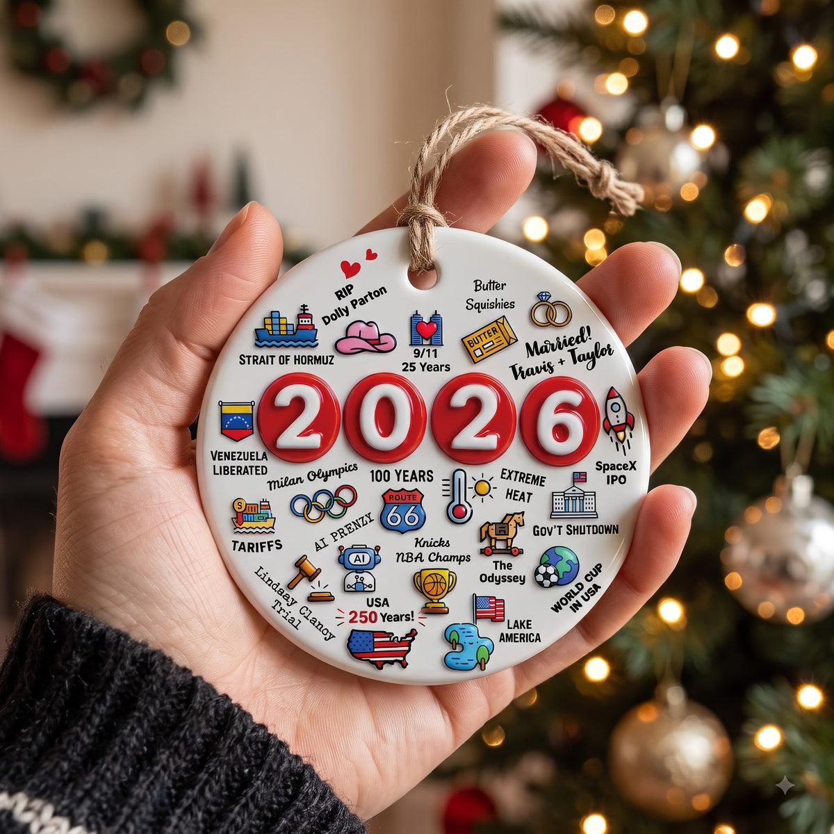 Christmas Ornament - 2026 Events 3D Relief - Circle Ceramic 3D Ornament 725ba3c5-2351-4b0c-8466-f755ca50f494-Hand_holding_ceramic_3D_ornament_cab16762_2K.jpg