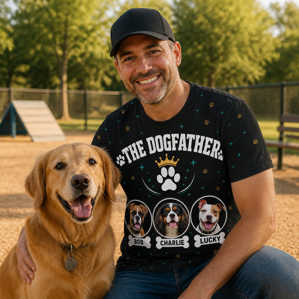 The Dogfather Custom Pet Photo T‑Shirt - Lifestyle 1