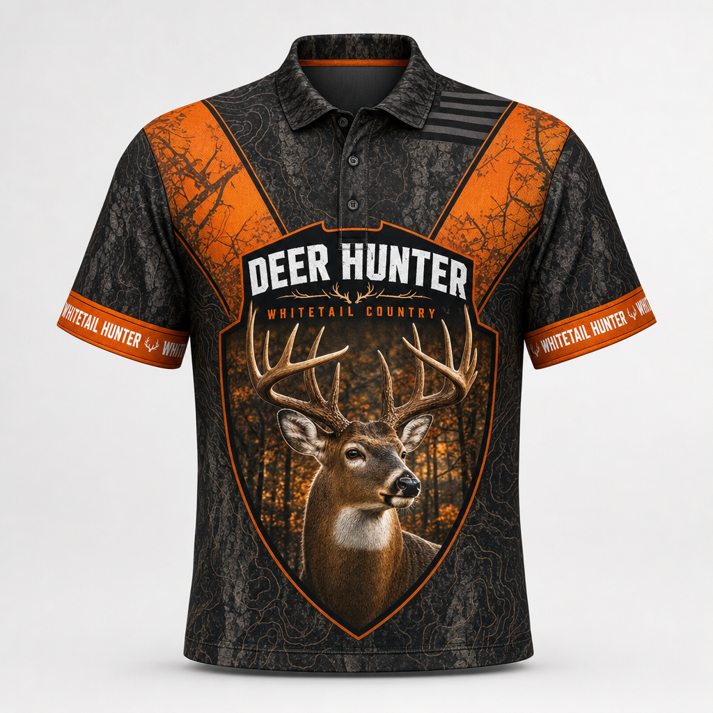 Blaze Crest Deer Hunter AOP Polo - Polo shirt - All over printed 7436cd0d-3b64-4db4-afcf-f7848d2e7e5e.png