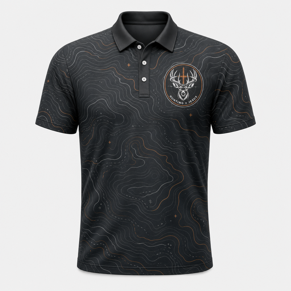 Hunting + Jesus AOP Polo - Polo shirt - All over printed 744fbba5-3350-47ba-ba03-c41917572368.png
