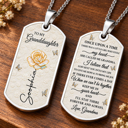 To My Granddaughter Love You Forever Flower Necklace,Personalized Custom Dog Tag Necklace,Gift For Granddaughters 745444ca-b711-4513-a07c-261b6fd235f2-5.jpg
