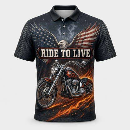 Ride To Live Eagle Chopper AOP Polo - Polo shirt - All over printed 746d3c15-3f0d-4c19-bbd5-0de63df8dd91.png