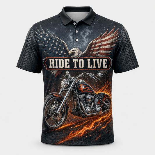 Ride To Live Eagle Chopper AOP Polo - Polo shirt - All over printed 746d3c15-3f0d-4c19-bbd5-0de63df8dd91.png