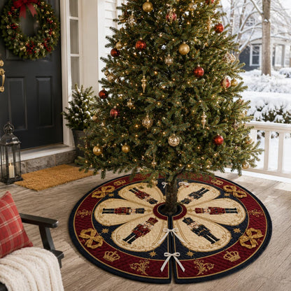 Nutcracker Christmas Tree Skirt, Quilted Holiday Tree Skirt, Royal Red Navy Gold Christmas Decor, Elegant Xmas Home Decor 7556c7eb-d5a4-434b-a583-0de3bfb14d7a-4.jpg