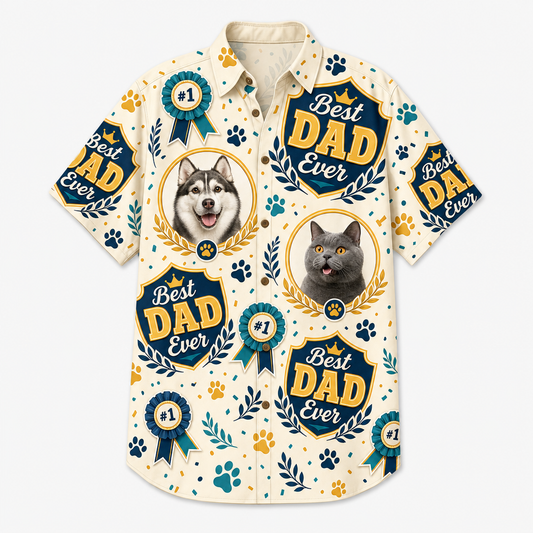 Best Dad Ever Pet Photo Hawaiian Shirt - Hero