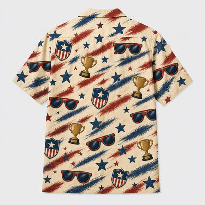 Best Dad Ever Face Medallion Hawaiian Shirt - Back view