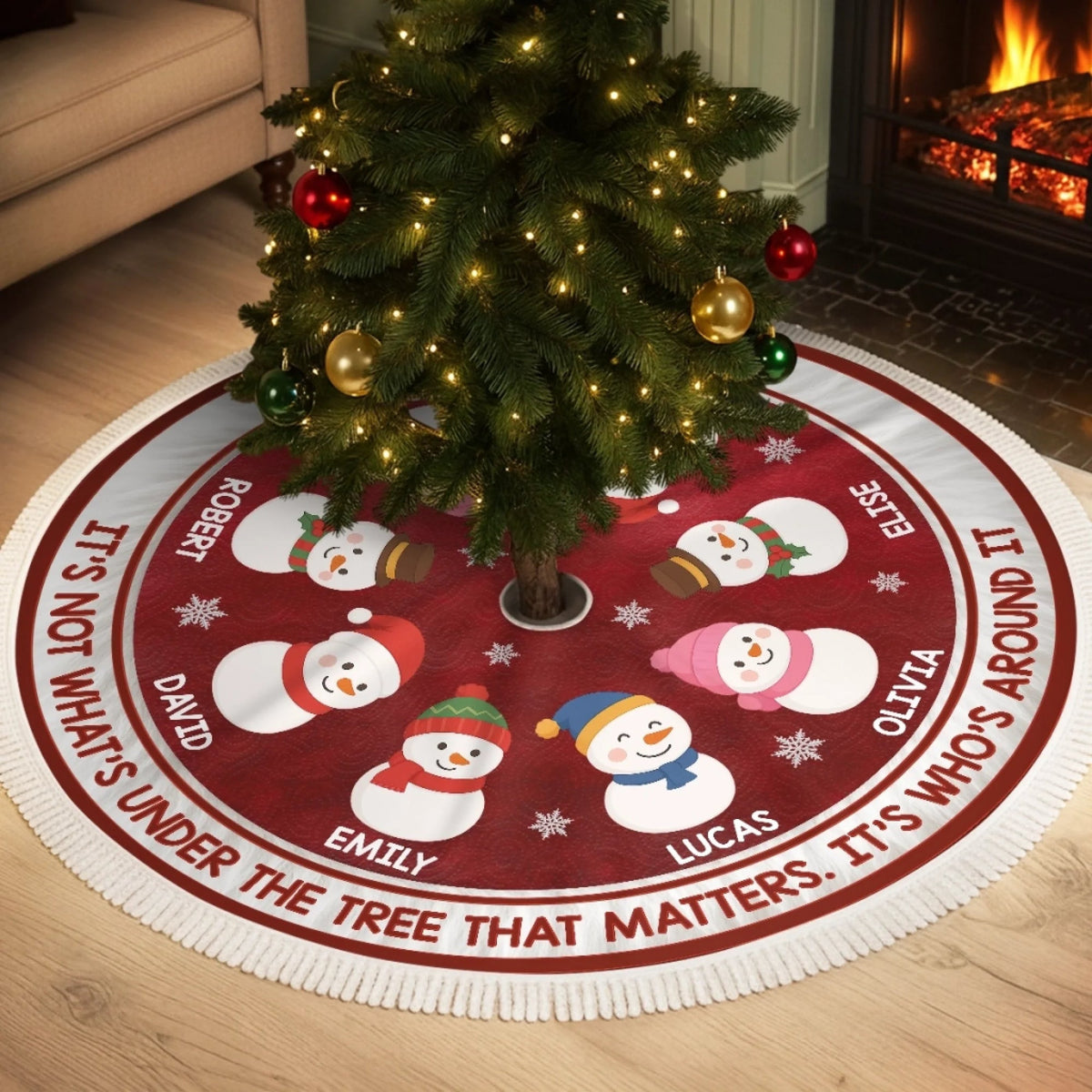 Custom Snowman Tree Skirt - Personalized Christmas Birthday Gifts For Mom, Dad, Brother, Sister, Kids - Warm Winter Wishes 76c19249-e4bf-4142-9526-91f240404c9b-68df50f1a1b69.jfif