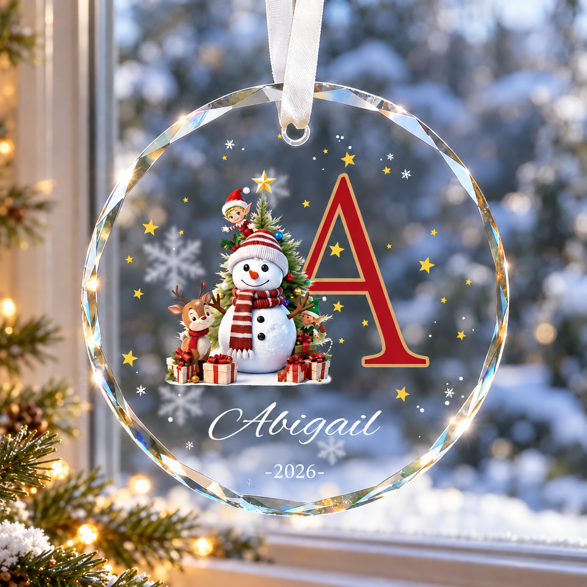 Custom Monogram Name Glass Ornament, Elf Snowman Christmas Ornaments for Kids, 2026 Christmas Keepsakes, Children Xmas Gifts 77a09654-34df-4b31-9c36-1449b27e1590-banner-1.png