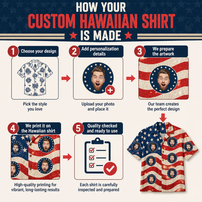 Custom Face USA Flag Hawaiian Shirt - How it is made