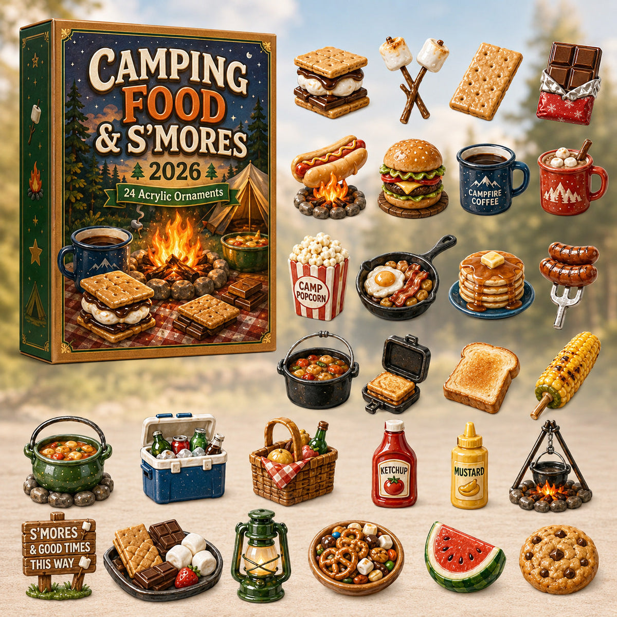 Camping Food & Smores Advent Calendar 2026 - 24-Day Festive Countdown, Acrylic Charms Blind Box - Gift For Campers, Family & Friends 78361932-da32-4559-95c0-131b4cff2c45-food.jpg