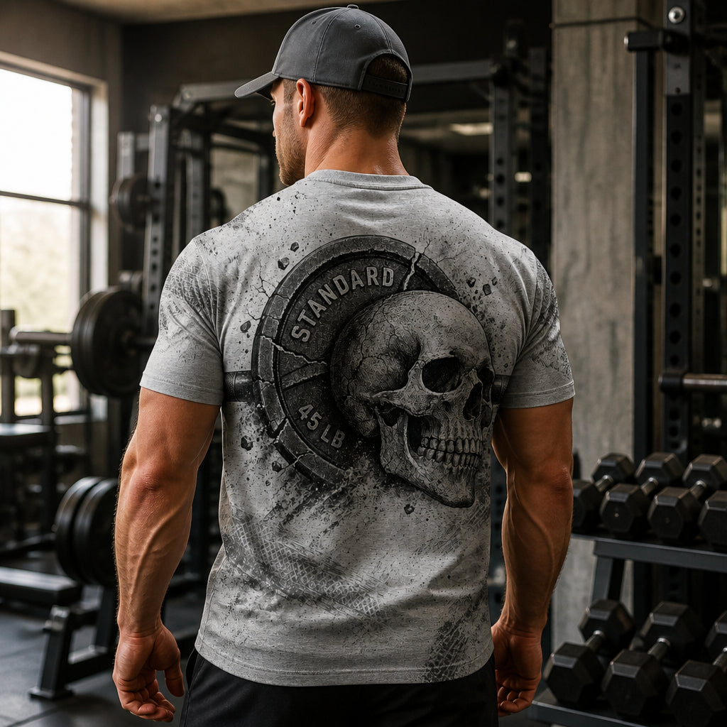 Skull x 45 LB Plate Gym Tee - T-Shirt - All over printed 78cdbc65-23d1-40fe-925e-fbeda8b846b8.jpg