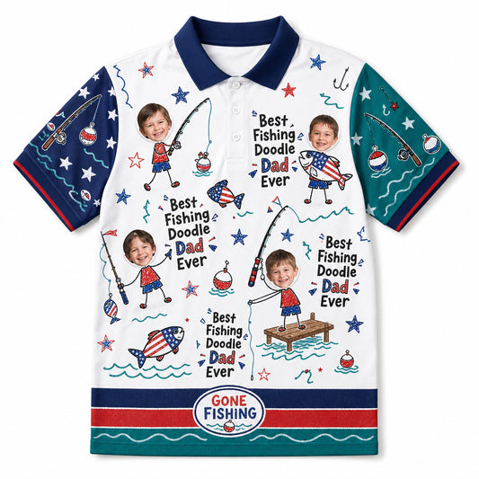 Best Dad Ever Fishing Doodle Polo - Hero