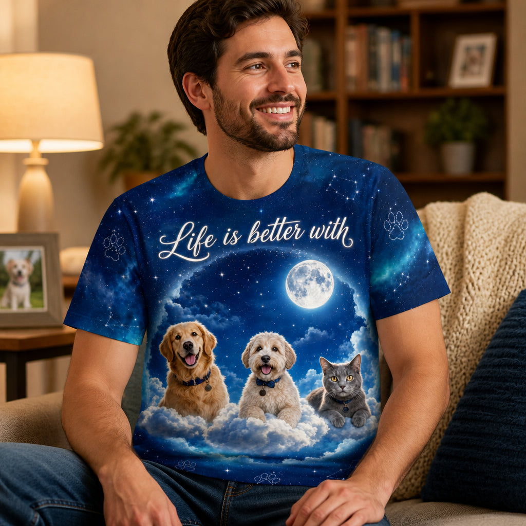 Moonlit Pets-on-Cloud Photo Collage Tee - Personalized T-Shirt - All Over Printed 7948d88f-6ea8-476b-8cd0-05345189c902.jpg