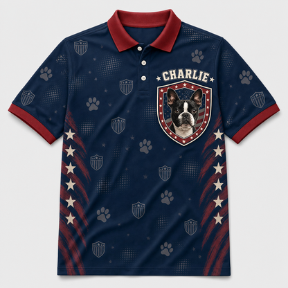 Patriotic Pet Crest — Custom Photo AOP Polo - Hero