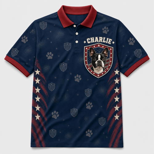 Patriotic Pet Crest — Custom Photo AOP Polo - Hero