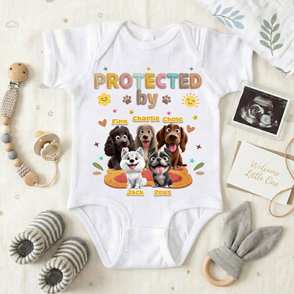 Protected By Dog - Personalized Custom Baby Onesie