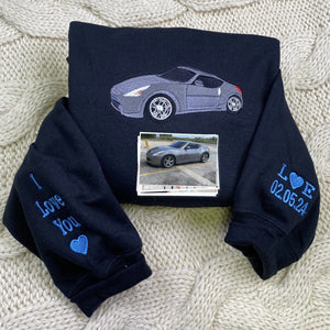 Custom Embroidered Car Sweatshirt, Personalized Car Gifts for Him