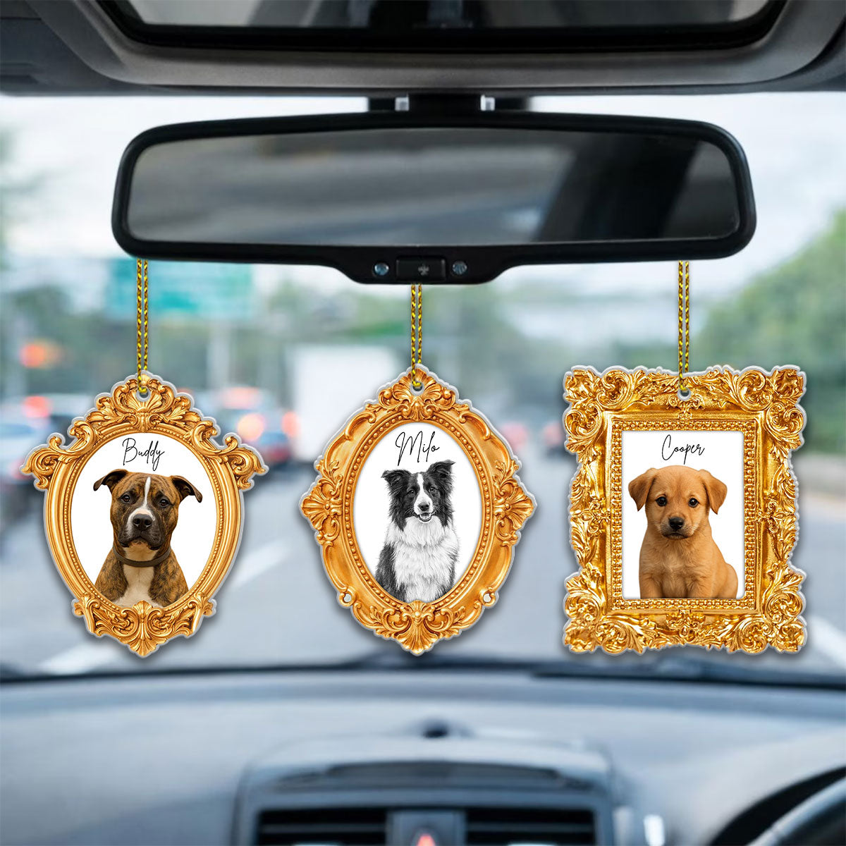 Custom Photo Pet Memorial Ornate Frame Gift For Pet Lovers - Personalized Acrylic Car Hanger