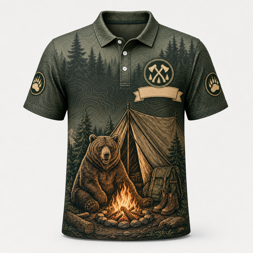 Personalized Camping Bear AOP Polo - Personalized Polo shirt - All over printed 7a3fed49-5700-4689-b159-d97da6be2e31.png