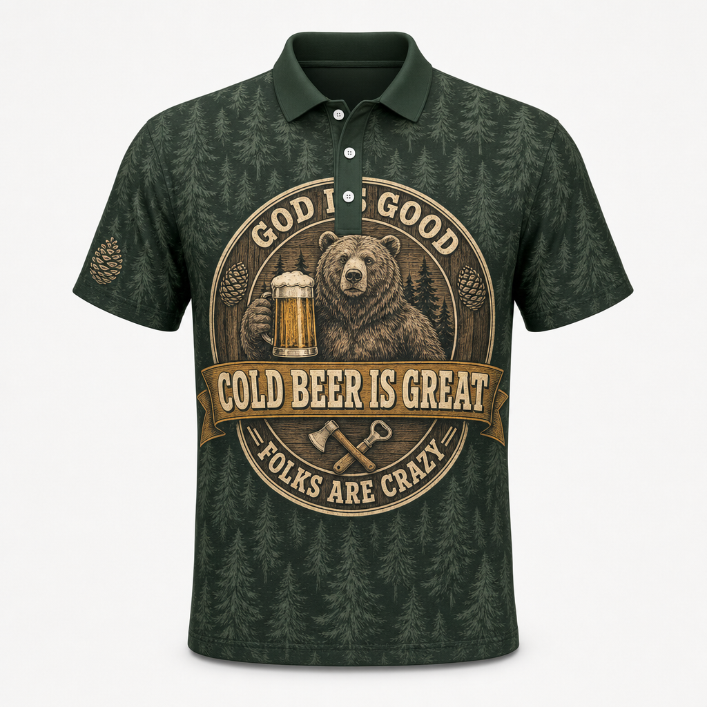 Bear & Beer Forest AOP Polo – God Is Good, Cold Beer Is Great - Polo shirt - All over printed 7a50ee60-e7d1-4598-a8d3-f832ae46dd7f.png