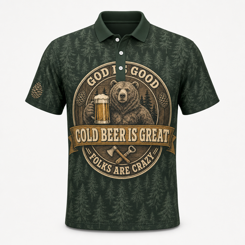 Bear & Beer Forest AOP Polo – God Is Good, Cold Beer Is Great - Polo shirt - All over printed 7a50ee60-e7d1-4598-a8d3-f832ae46dd7f.png