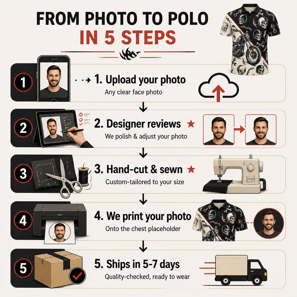Biker Skull & Chopper AOP Polo – Black/Cream with Red Pinstripes - Polo shirt - All over printed 7a53f917-47ce-4354-82a6-8f31207e8e34.jpg